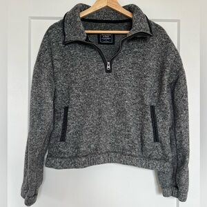 Abercrombie & Fitch Gray Quarter Zip Fleece Pullover Sherpa Sweatshirt Size S